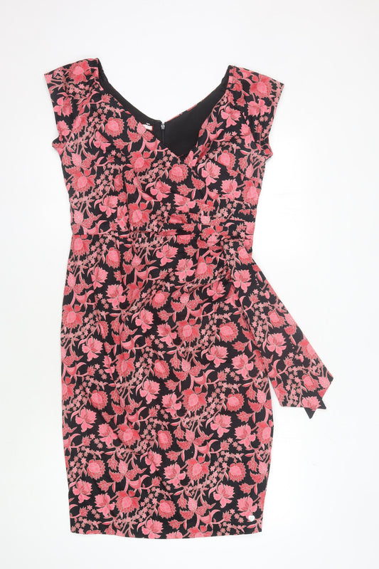 Additional front view of Joe Browns Women's Black Floral Bodycon Dress, size 12