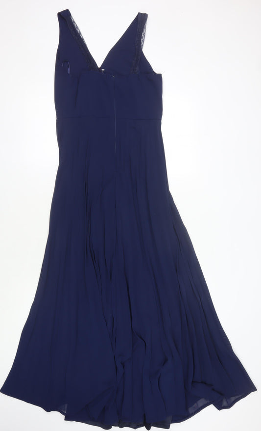 AX Paris Women's Blue Sleeveless Dress, Size 12, Chiffon, Lace