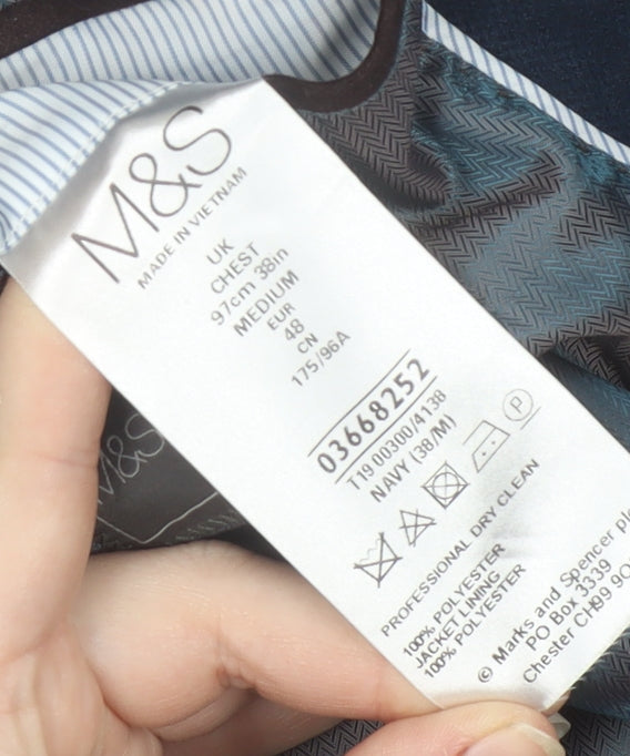 Mens UK Size 38 Marks and Spencer Regular Blue Suit Jacket