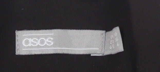 Brand and care label for ASOS Women's Black Blazer, size 12, Regular Fit, Notch Lapel