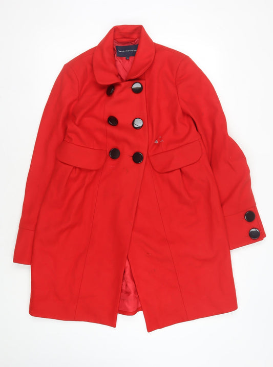 Womens UK Size 10 French Connection Red Pea Coat