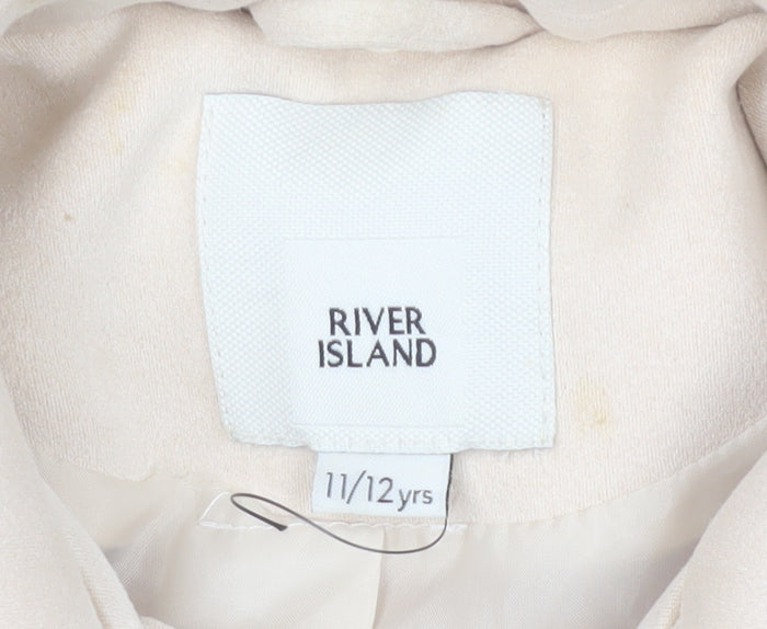 Brand and care label for River Island Teens Beige Motorcycle Jacket, size 12