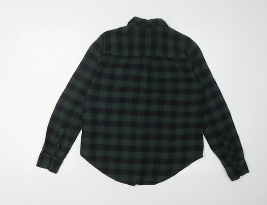 Abercrombie & Fitch Women's Green Check Button-Up Shirt XS