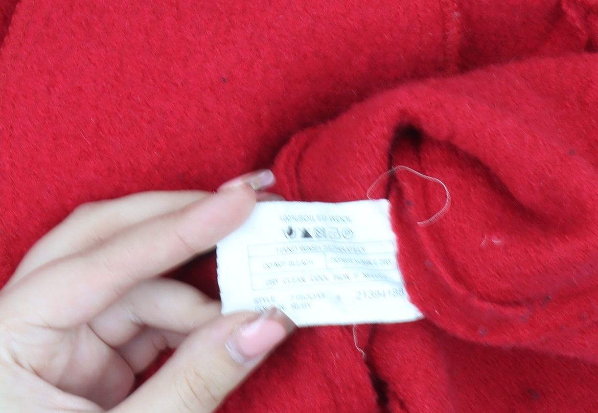 Klass Women's Red Wool Jacket - Medium, Collared Style