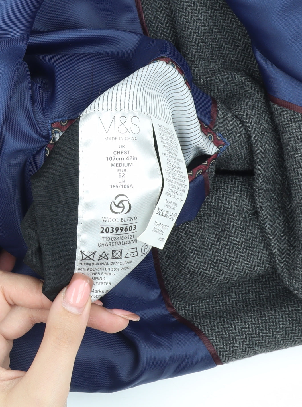 Mens UK Size 42 Marks and Spencer Regular Grey Suit Jacket