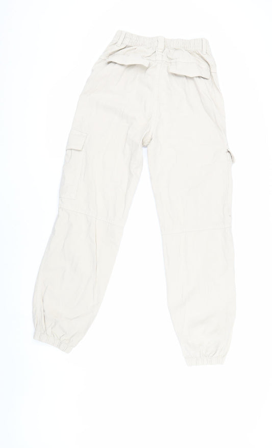 Bershka Women's Beige Cargo Trousers XS