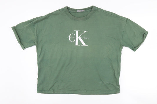 Unisex Adults UK Size L Calvin Klein Jeans Green Basic T-Shirt