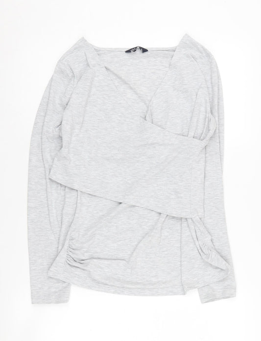 Womens UK Size M Marks and Spencer Grey Wrap Blouse