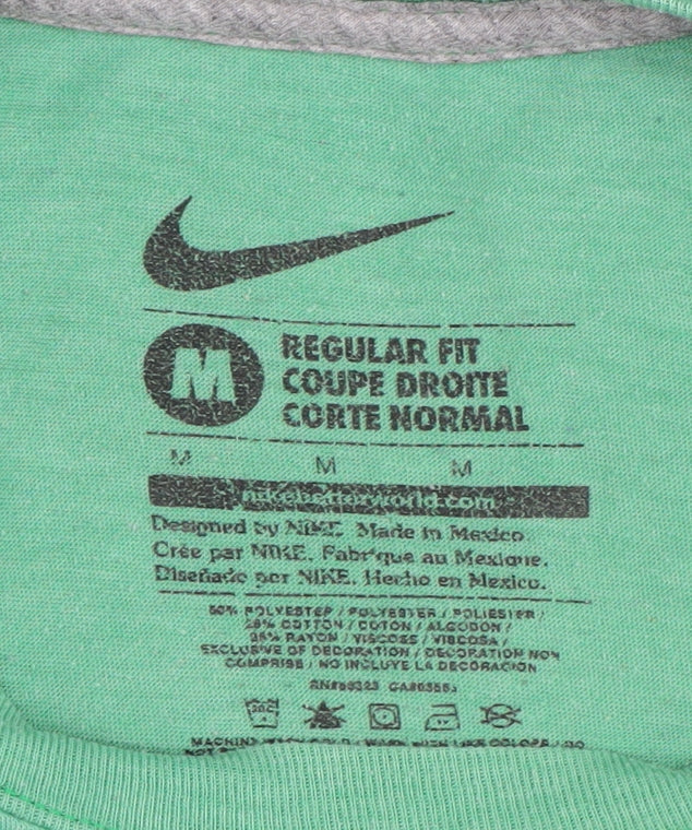 Nike Green Men's T-Shirt, M, Short Sleeve, Sports Style