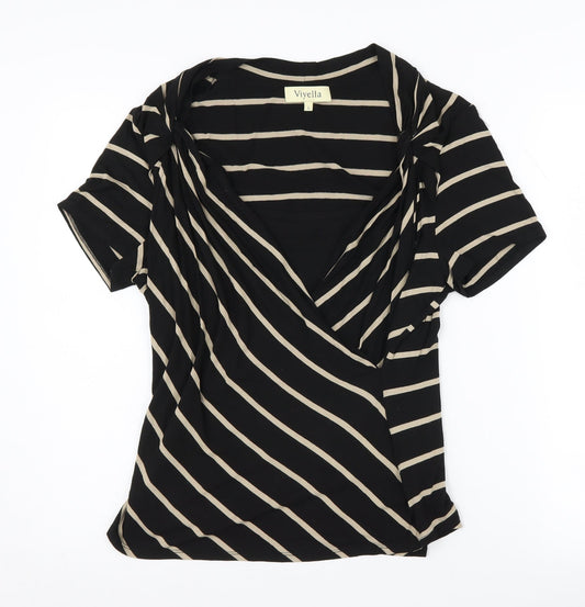 Womens UK Size L Viyella Black Wrap Blouse