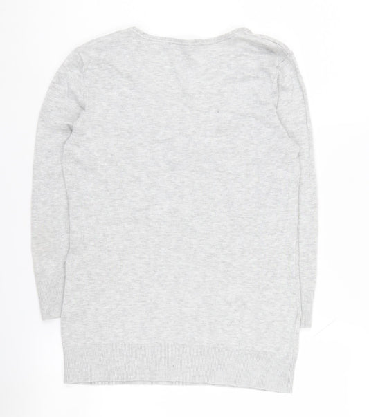 Laura Ashley Women's Grey V-Neck Jumper Size 12