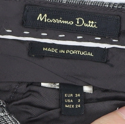Brand and care label for Massimo Dutti Women's Grey Plaid Regular Trousers