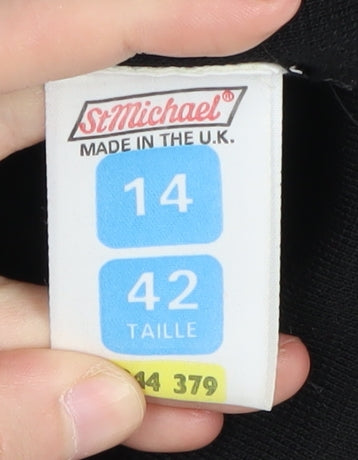 St Michael Women's Black Blazer Size 14 Acrylic Knit