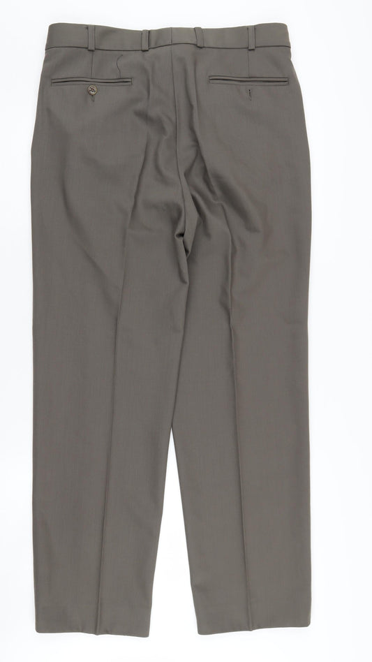 Bruno Saint Hilaire Men's Brown Pleated Trousers, M