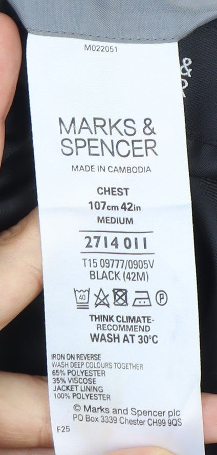Mens UK Size 42 Marks and Spencer Regular Black Suit Jacket