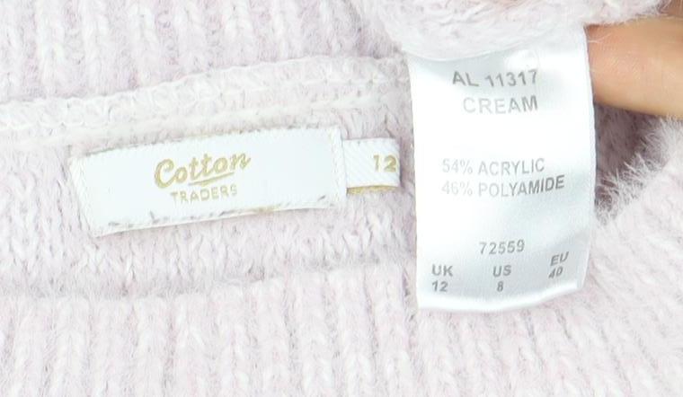 Close-up detail of Coton Traders Women's Pink jumper, size 12