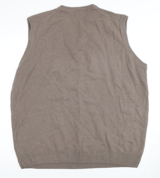 James Pringle Men's Grey XL V-Neck Wool Vest