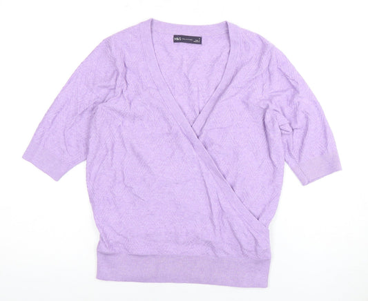 Womens UK Size S Marks and Spencer Purple Wrap Blouse