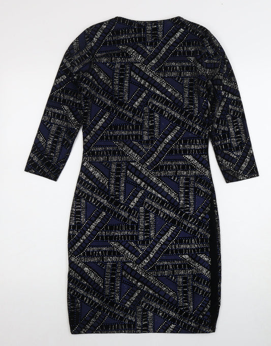 DOLLS Paris Women's Black Blue Bodycon Dress Size 10