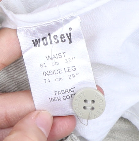 Wolsey Men's Beige Trousers Size 32 Pleated Cotton