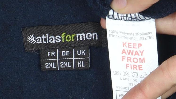 Mens UK Size 2XL Atlas For Men Blue 1/2 Zip Sweatshirt