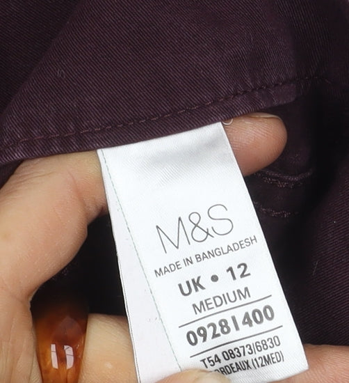 Womens UK Size 12 Marks and Spencer Regular Fit Casual Bordeaux Trousers
