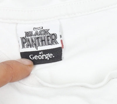 George Men's White Black Panther Comic T-Shirt S