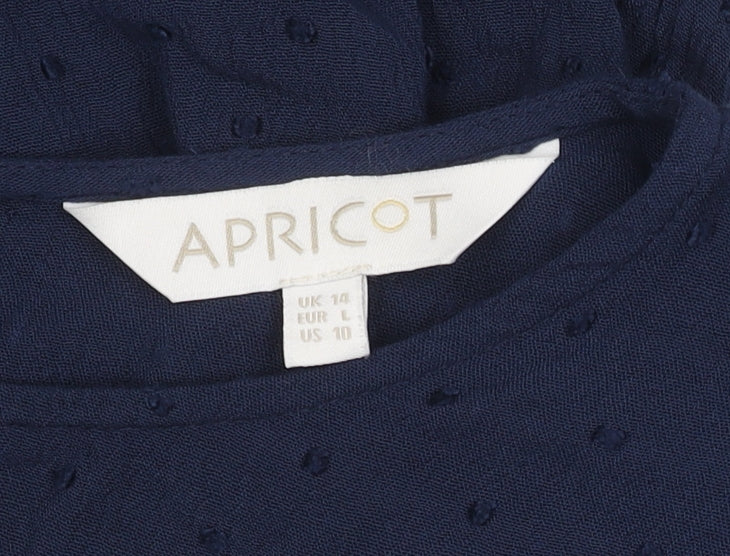 Womens UK Size 14 Apricot Blue Blouse