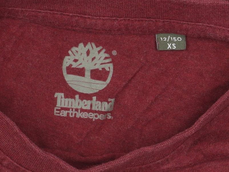 Timberland Boys Red XS T-Shirt, Short Sleeve, Casual, Logo