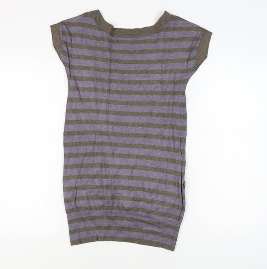 Jasper Conran Women's Grey Striped T-Shirt Size 8