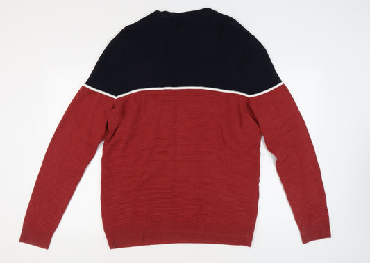 Jack & Jones Men's XL Red Waffle-Knit Pullover Jumper