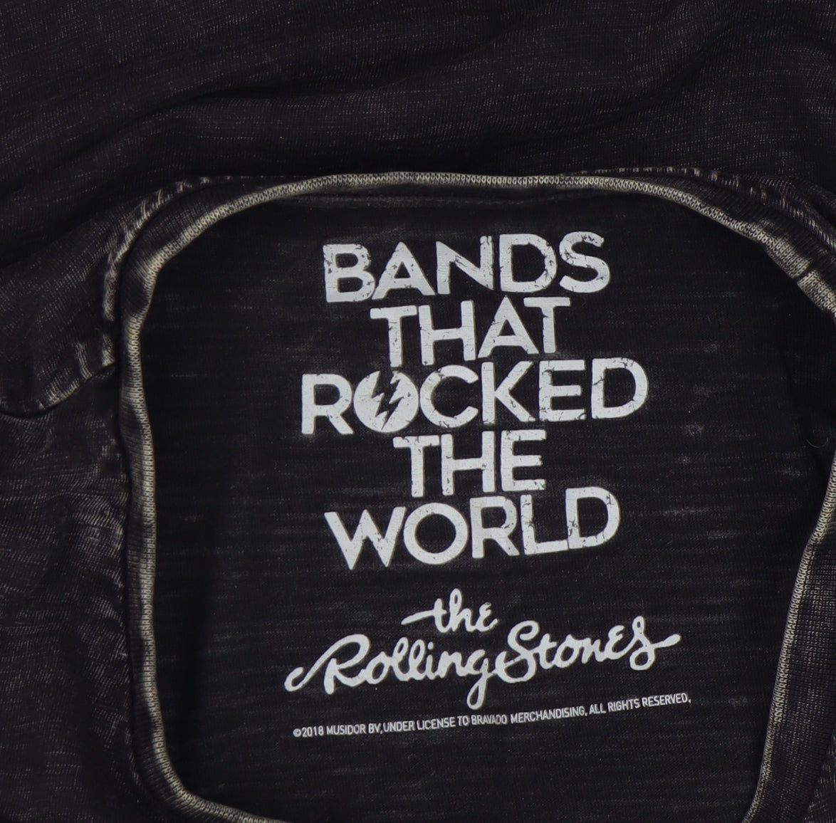 Brand and care label for Bands That Rocked unisex black t-shirt m