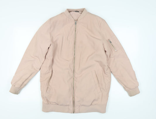 Womens UK Size 12 Miss Selfridge Beige Bomber Jacket