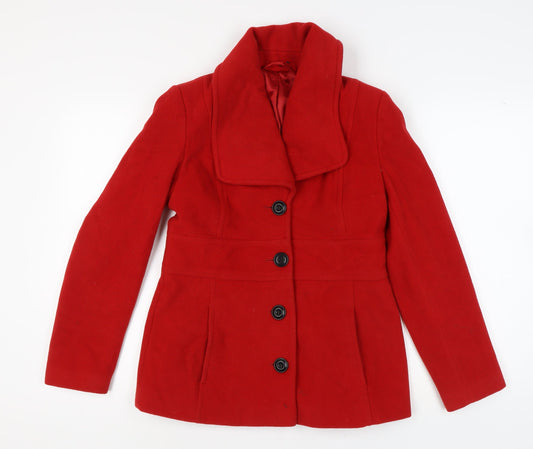 Womens UK Size 10 Laura Ashley Red Overcoat