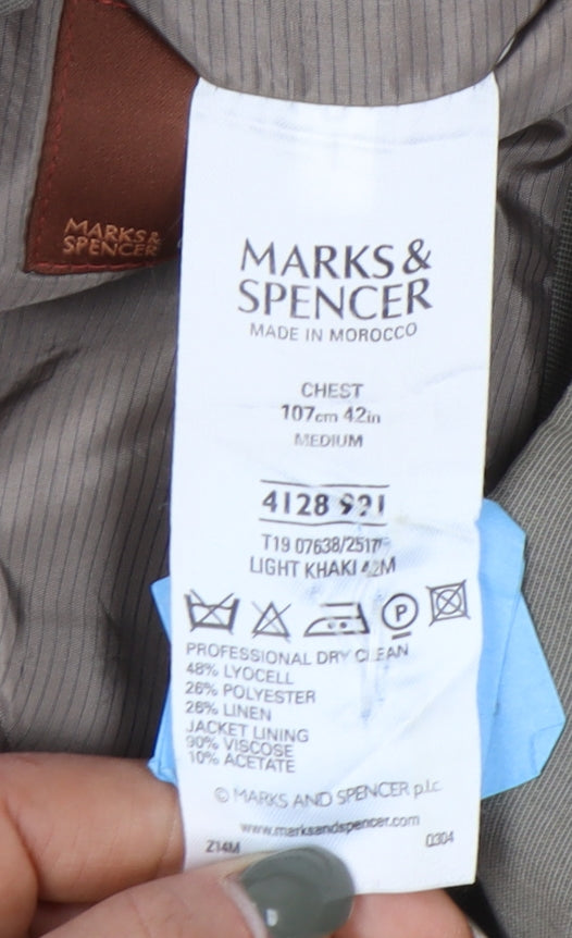 Mens UK Size 42 Marks and Spencer Regular Beige Suit Jacket