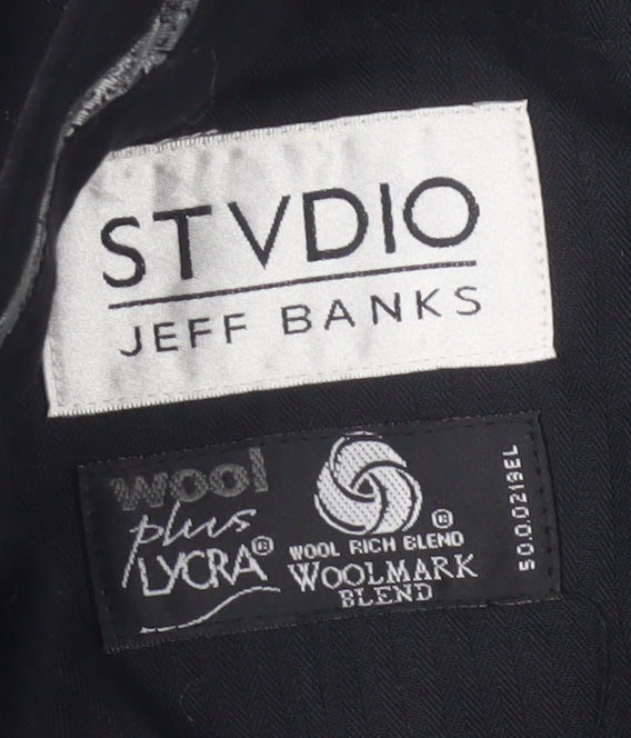 Mens UK Size 38 in Jeff Banks Regular Fit Black Trousers