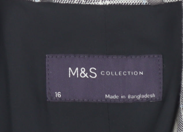 Marks and Spencer Women's Grey Check Blazer, Size 16