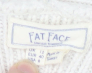 Womens UK Size 12 Fat Face Ivory Cardigan Jumper