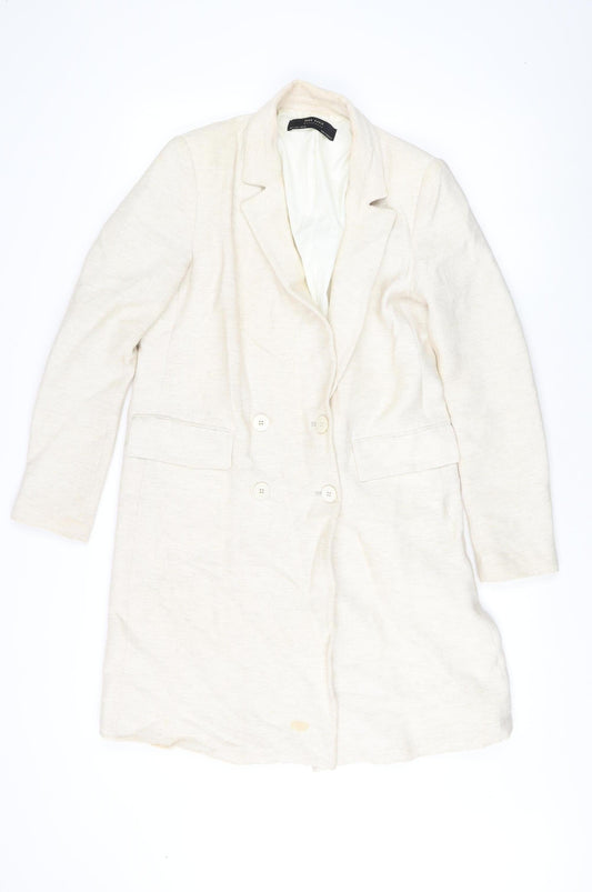Womens UK Size S Zara Beige Overcoat