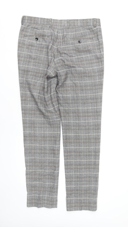Moss London Slim Fit Grey Plaid Dress Pants 32