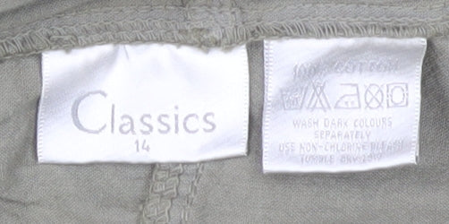 Womens UK Size 14 Classics Relaxed Fit Casual Green Trousers