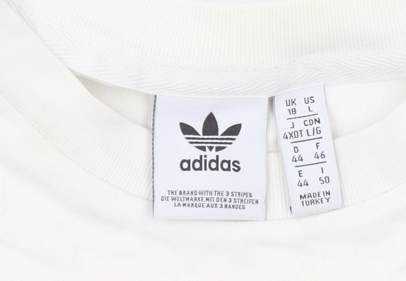 Womens UK Size 18 adidas White Cropped T-Shirt