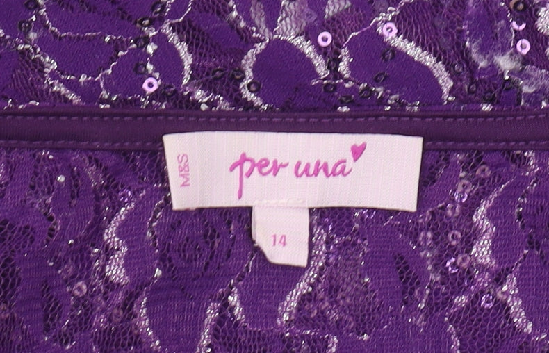 Womens UK Size 14 Marks and Spencer Purple Wrap Blouse