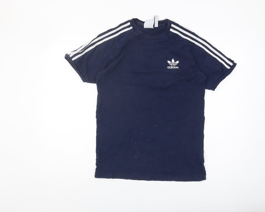 Additional front view of Adidas Men's Blue Small Crew Neck Logo T-Shirt
