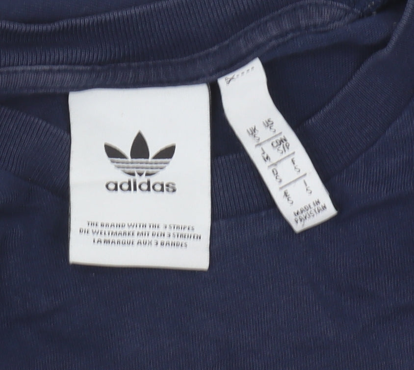 Adidas Men's Blue Small Crew Neck Logo T-Shirt