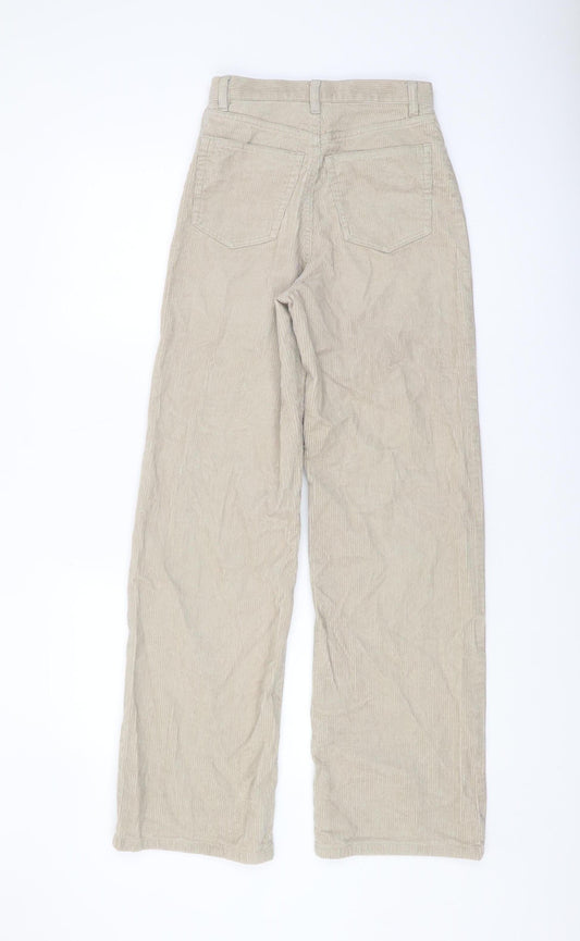 Womens UK Size 4 Monki Regular Fit Wide-Leg Beige Trousers