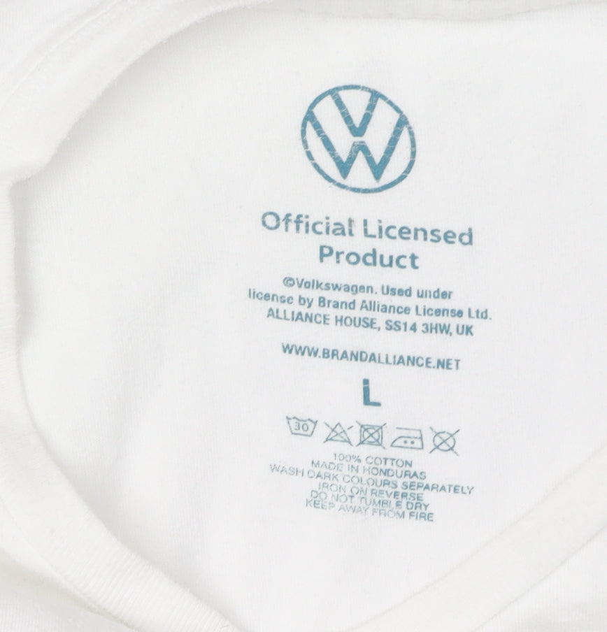 Volkswagen Men's White Beach Bus T-Shirt, Size L