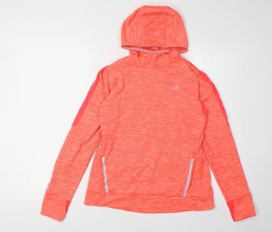 Additional front view of Decathlon unisex adults red hoodie 12 with reflective accents