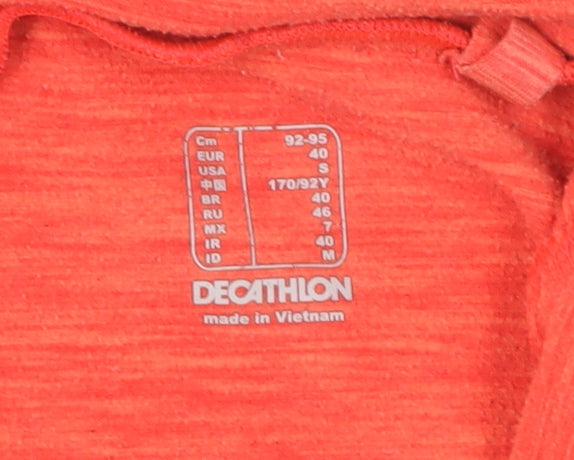 Close-up detail of Decathlon unisex adults red hoodie 12 with reflective accents