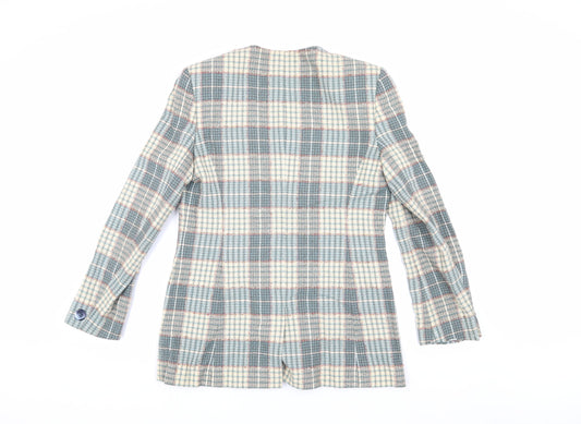 Jaeger Women's Multicoloured Check Tweed Blazer Size 10
